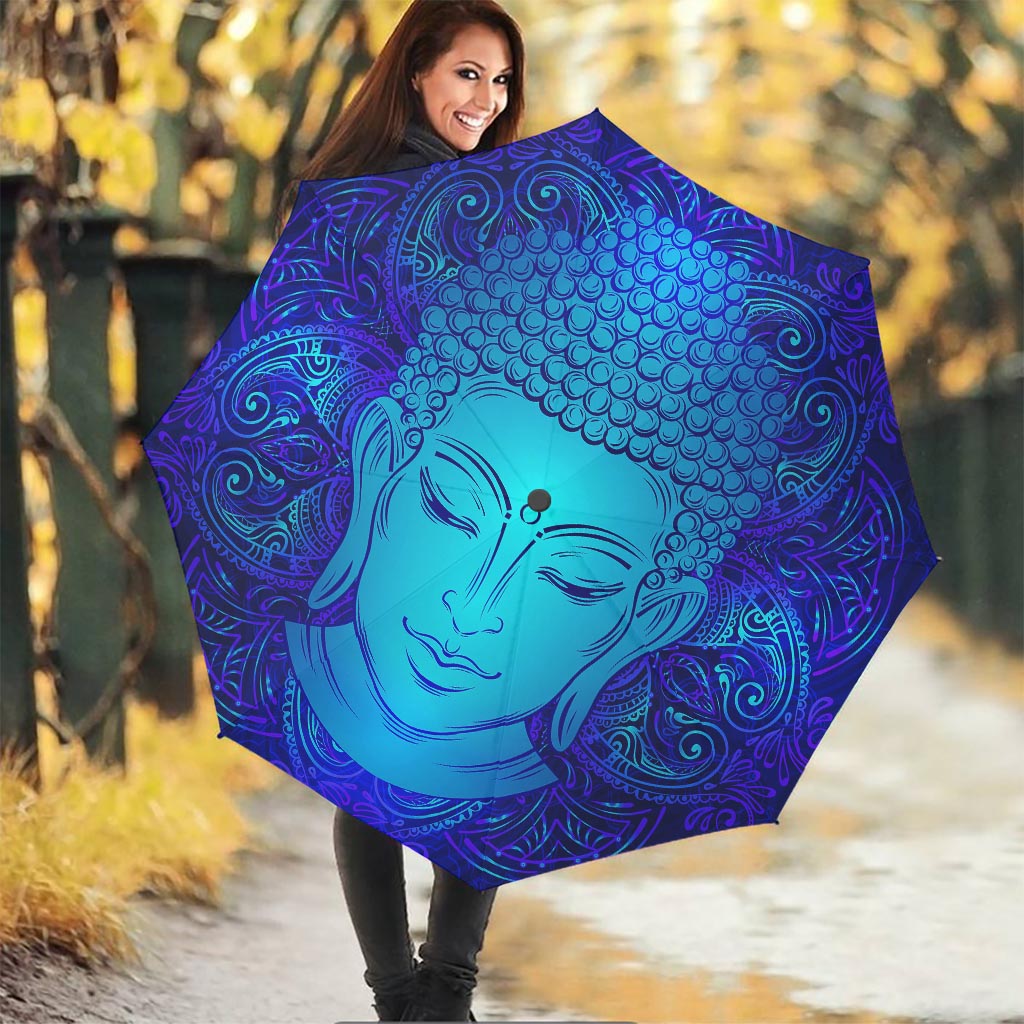 Blue Buddha Print Foldable Umbrella