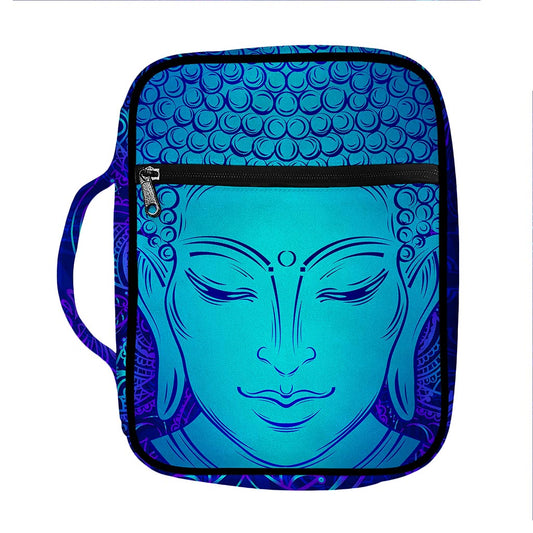 Blue Buddha Print Front Pocket Bible Bag