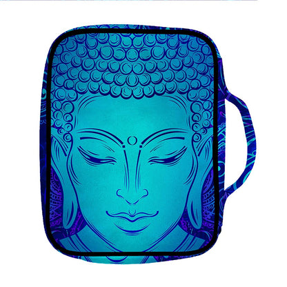 Blue Buddha Print Front Pocket Bible Bag