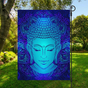 Blue Buddha Print Garden Flag