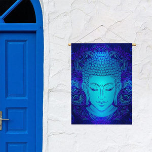 Blue Buddha Print Garden Flag