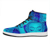 Blue Buddha Print High Top Leather Sneakers