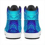 Blue Buddha Print High Top Leather Sneakers