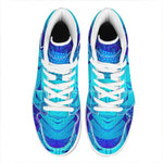 Blue Buddha Print High Top Leather Sneakers