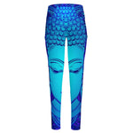 Blue Buddha Print High-Waisted Pocket Leggings