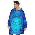 Blue Buddha Print Hoodie Blanket