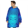 Blue Buddha Print Hoodie Blanket