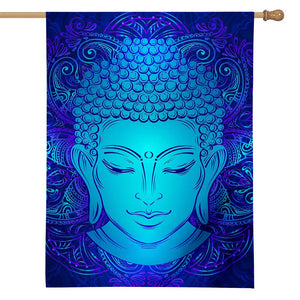 Blue Buddha Print House Flag