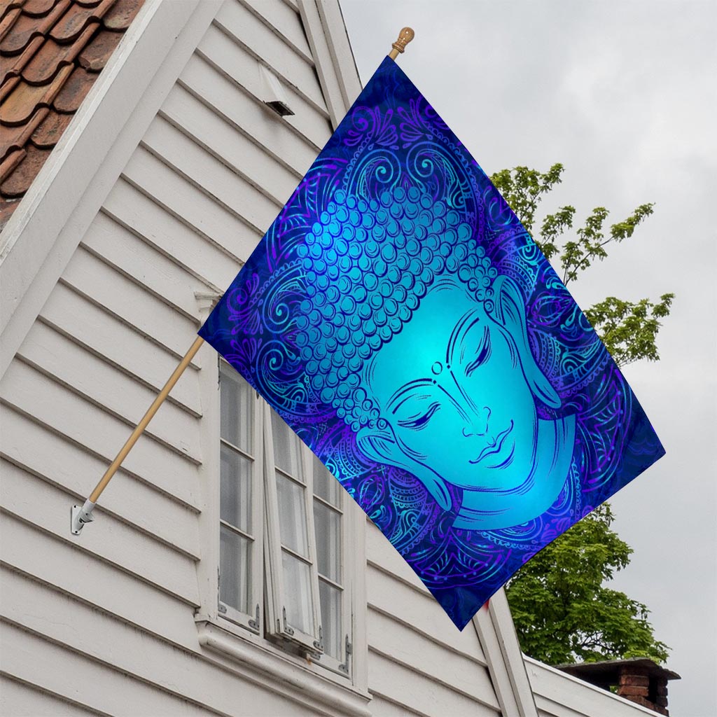 Blue Buddha Print House Flag