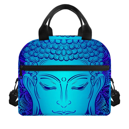 Blue Buddha Print Insulated Lunch Bag
