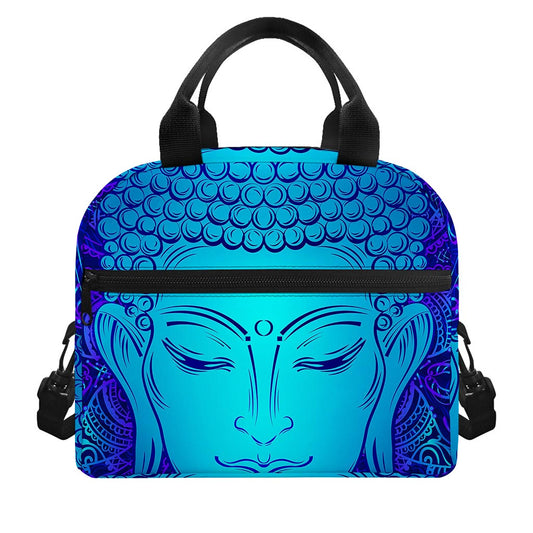 Blue Buddha Print Insulated Lunch Bag