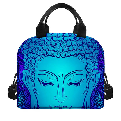 Blue Buddha Print Insulated Lunch Bag