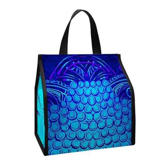 Blue Buddha Print Insulated Lunch Tote