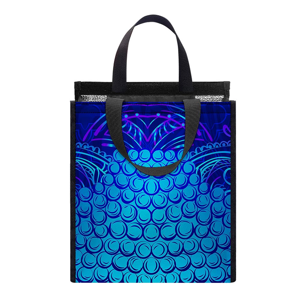 Blue Buddha Print Insulated Lunch Tote