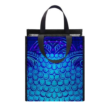 Blue Buddha Print Insulated Lunch Tote