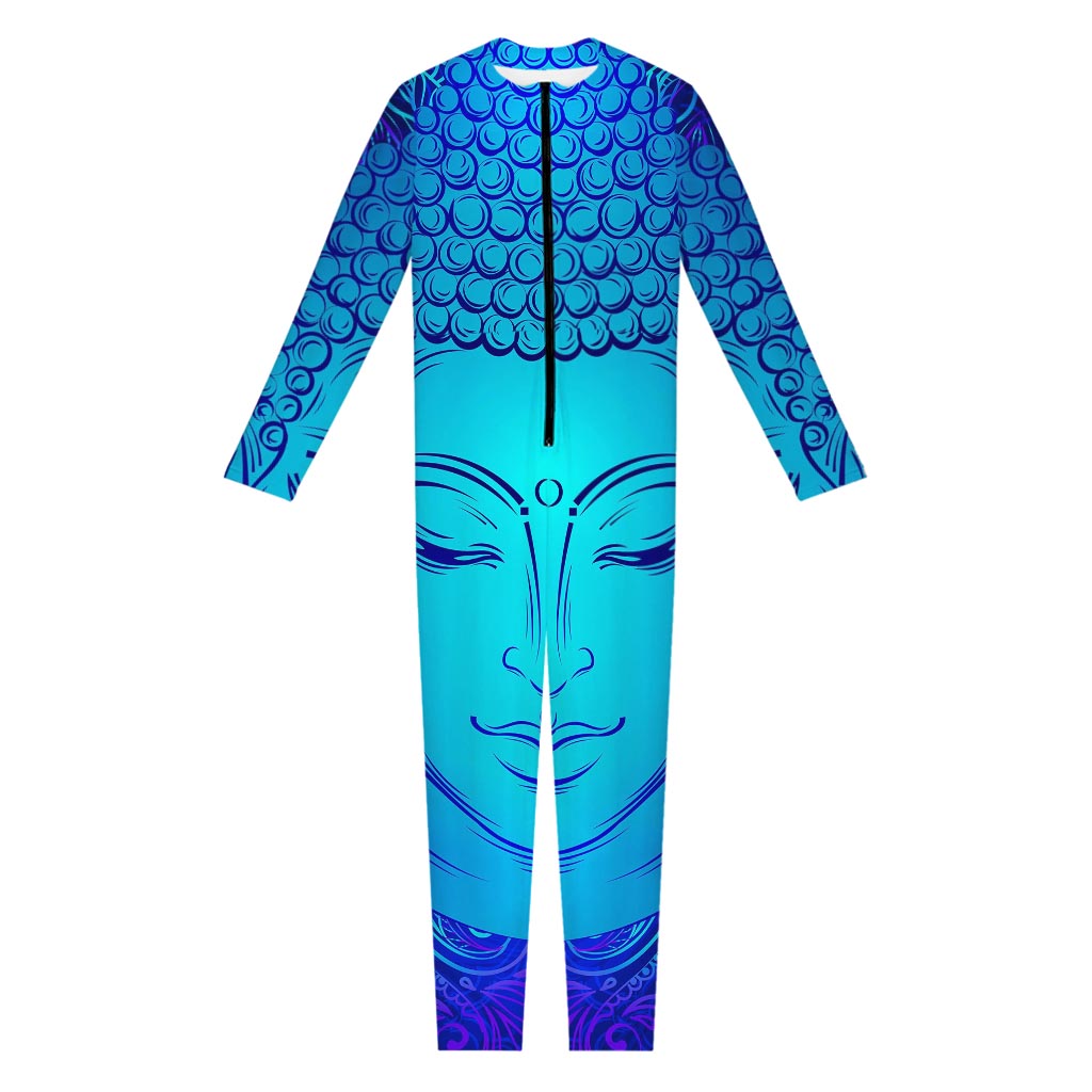 Blue Buddha Print Jumpsuit