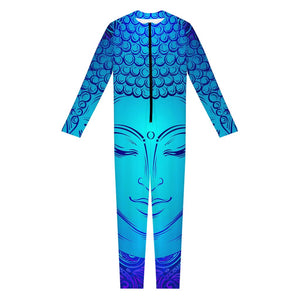 Blue Buddha Print Jumpsuit