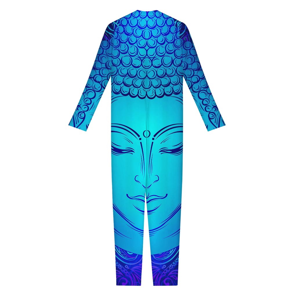 Blue Buddha Print Jumpsuit