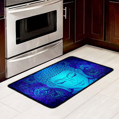 Blue Buddha Print Kitchen Mat