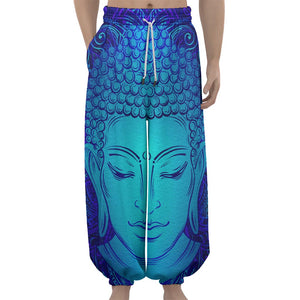 Blue Buddha Print Lantern Pants