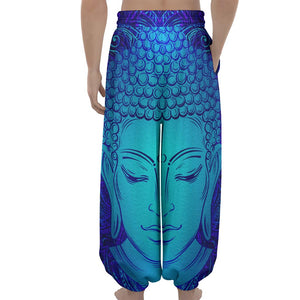 Blue Buddha Print Lantern Pants