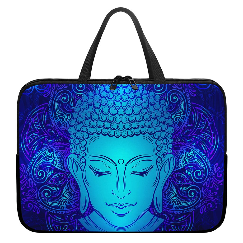 Blue Buddha Print Laptop Sleeve With Handle