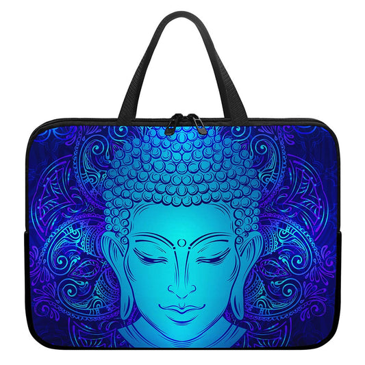 Blue Buddha Print Laptop Sleeve With Handle