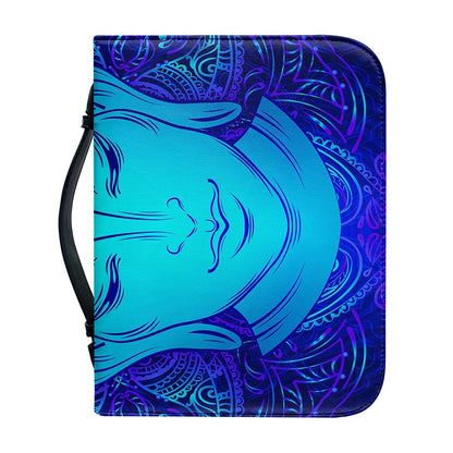 Blue Buddha Print Leather Bible Cover