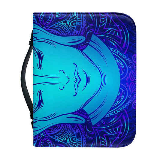 Blue Buddha Print Leather Bible Cover