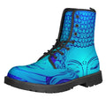Blue Buddha Print Lace-Up Boots