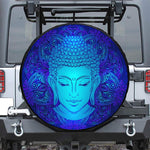Blue Buddha Print Leather Spare Tire Cover