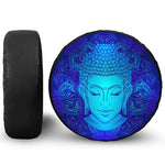 Blue Buddha Print Leather Spare Tire Cover