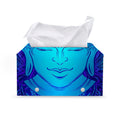 Blue Buddha Print Leather Tissue Box Cover