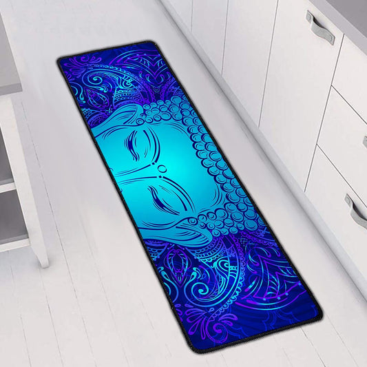 Blue Buddha Print Long Kitchen Mat