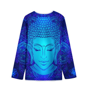 Blue Buddha Print Long Sleeve Short Coat