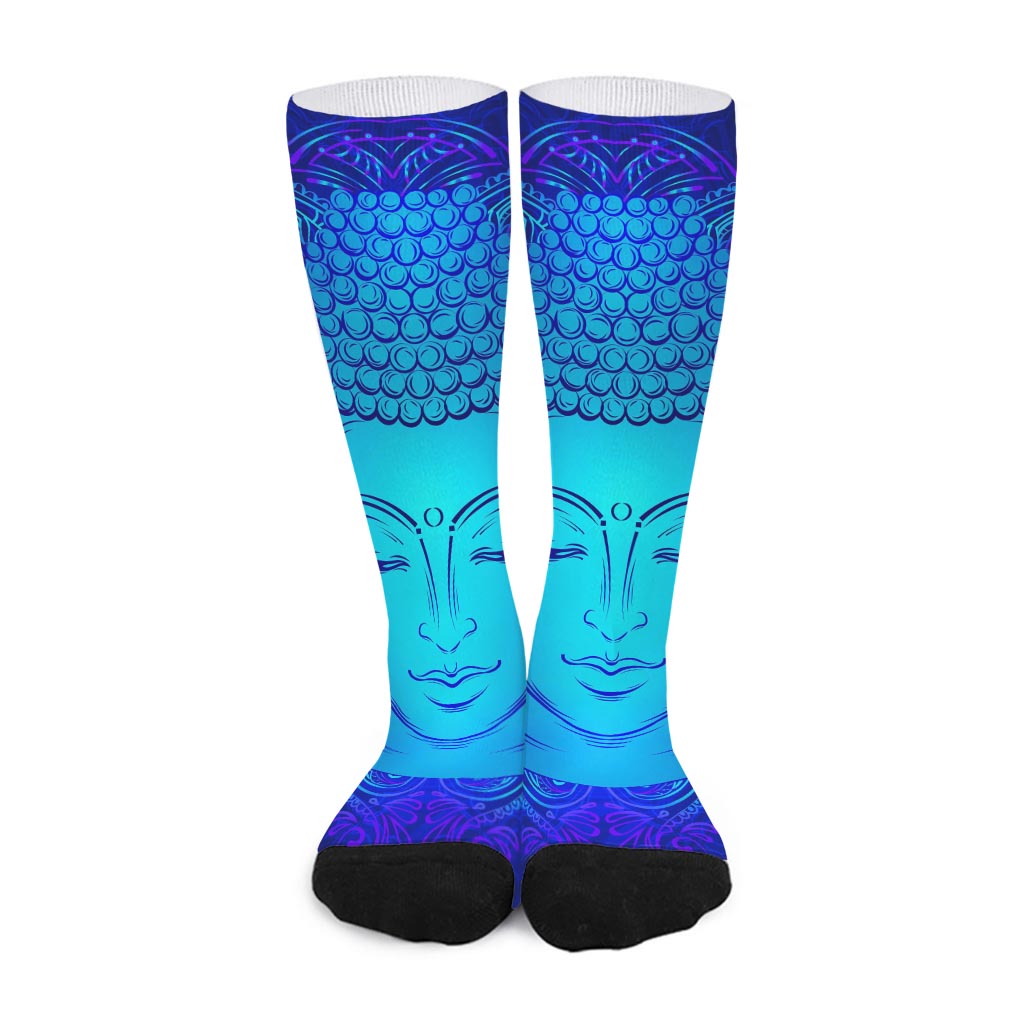 Blue Buddha Print Long Socks