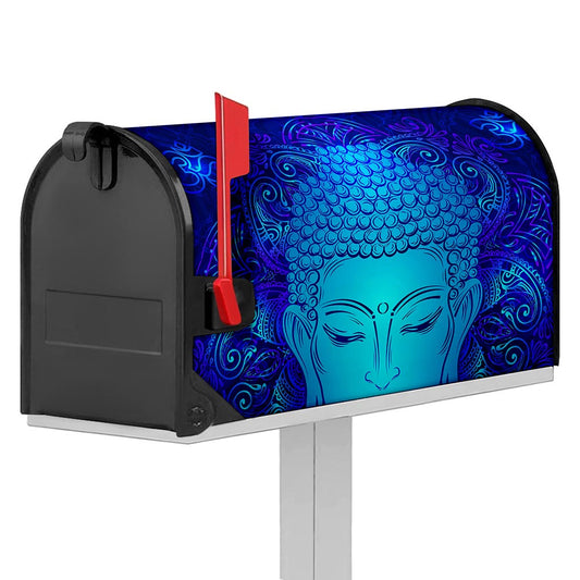 Blue Buddha Print Mailbox Cover