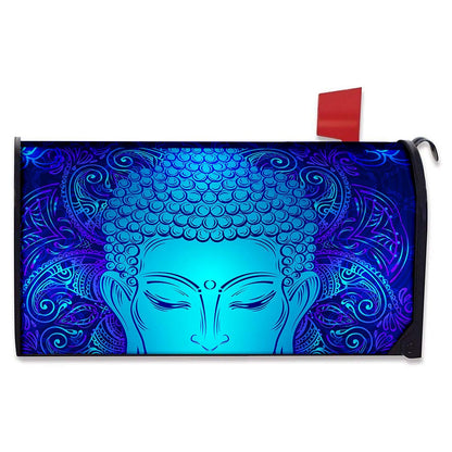 Blue Buddha Print Mailbox Cover