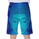 Blue Buddha Print Men's Beach Shorts