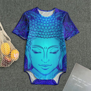 Blue Buddha Print Men's Bodysuit