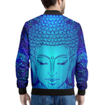 Blue Buddha Print Men's Bomber Jacket