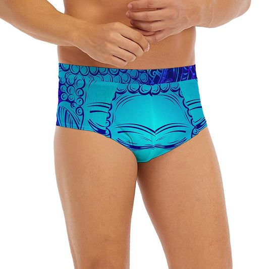Blue Buddha Print Men's Briefs