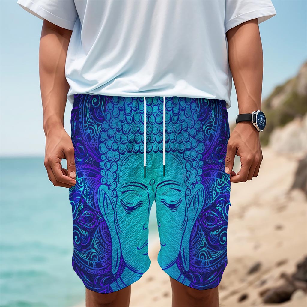 Blue Buddha Print Men's Cargo Shorts