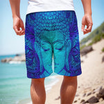 Blue Buddha Print Men's Cargo Shorts