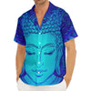 Blue Buddha Print Men's Deep V-Neck Shirt