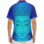 Blue Buddha Print Men's Deep V-Neck Shirt