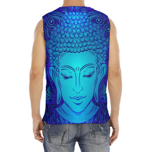 Blue Buddha Print Men's Fitness Tank Top