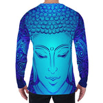 Blue Buddha Print Men's Long Sleeve T-Shirt