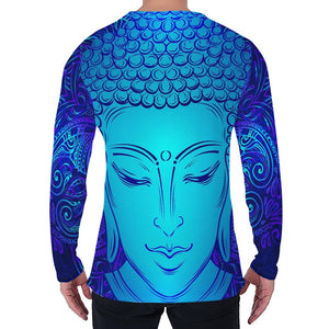 Blue Buddha Print Men's Long Sleeve T-Shirt