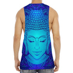 Blue Buddha Print Men's Muscle Tank Top